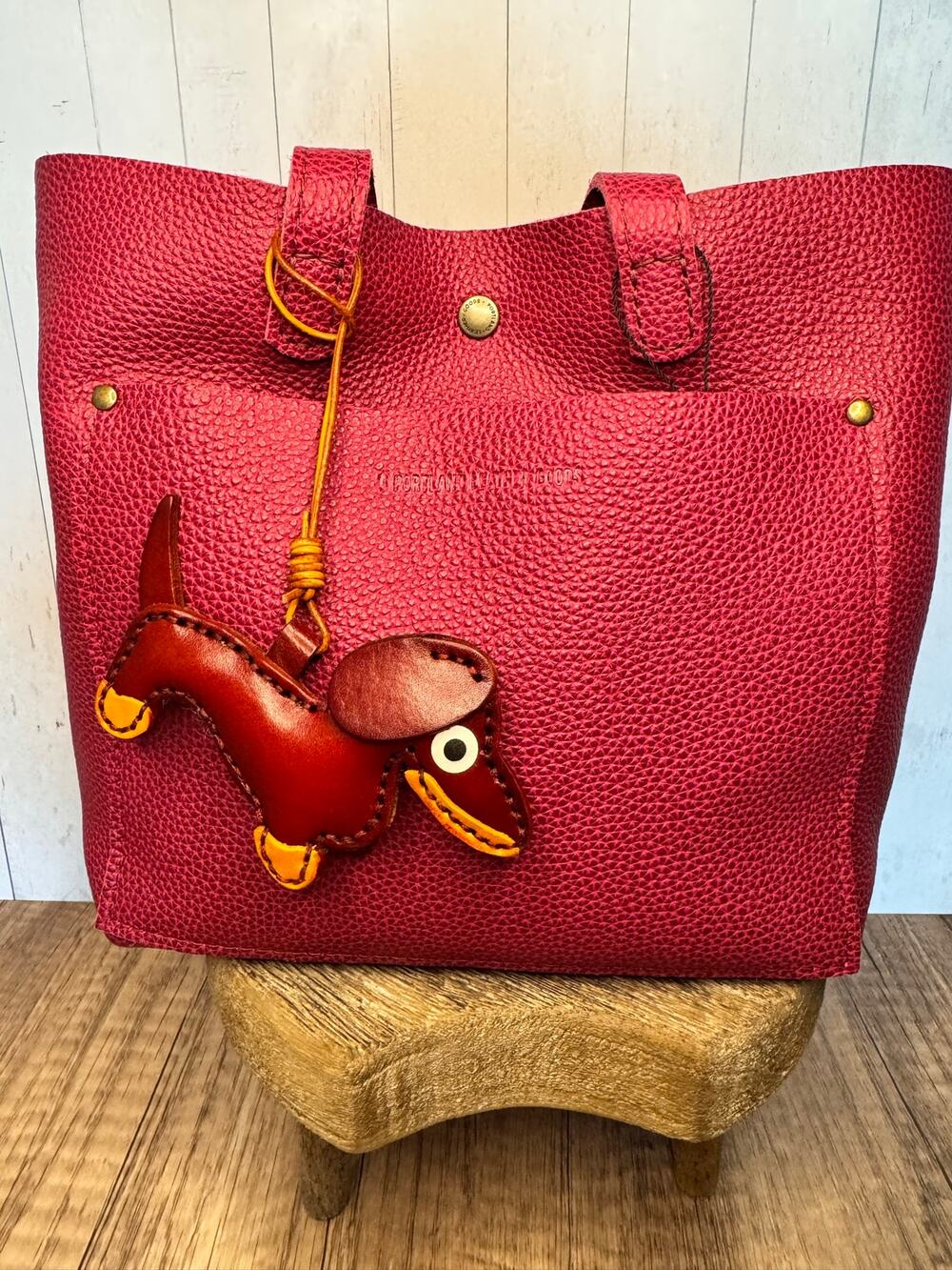 Brown Genuine Leather Dog Bag Charm Dachshund Wiener Dog Purse Charm Dogs